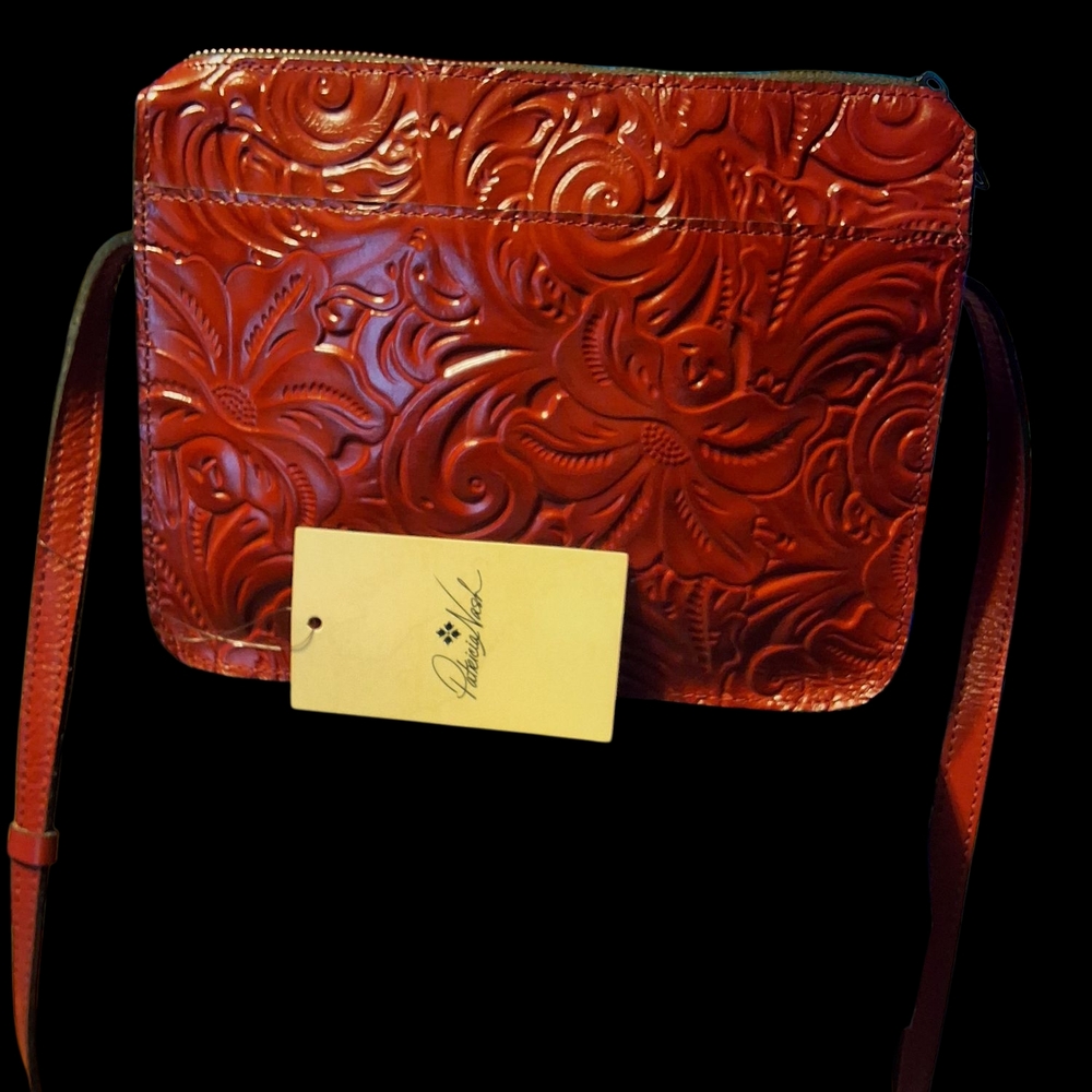 Patricia Nash Floral Embossed Red Crossbody Bag